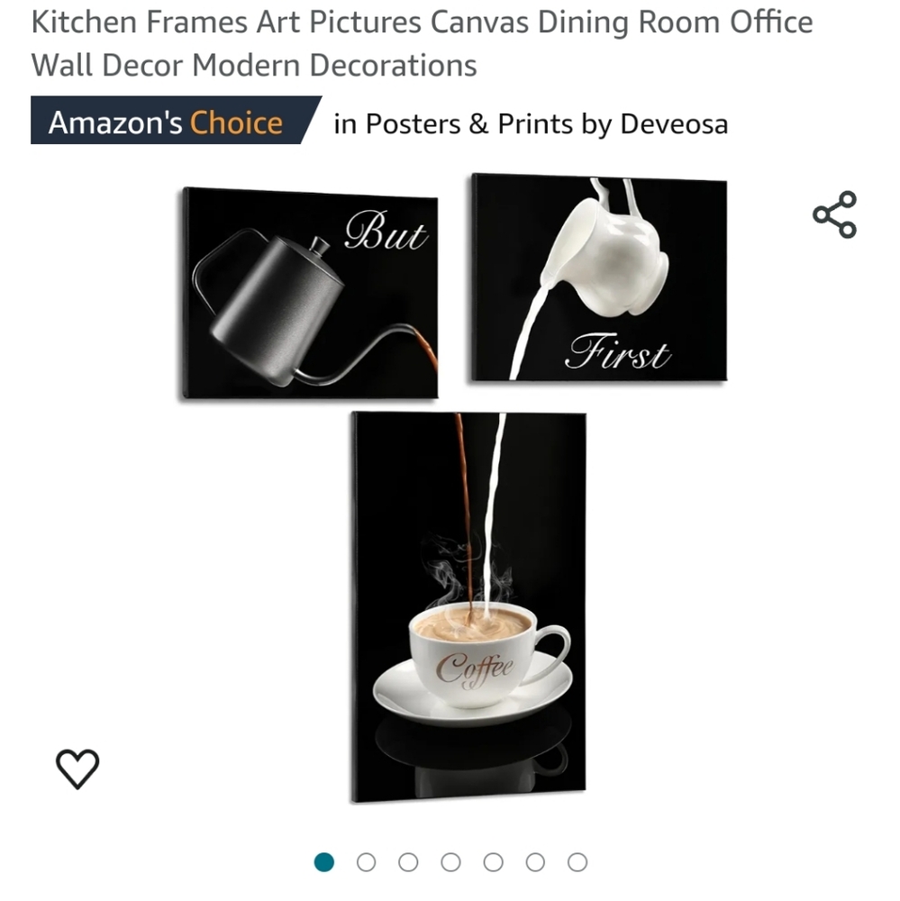Wall decor Kitchen  But First Coffee  Bar Sign 3 pieces modern art new